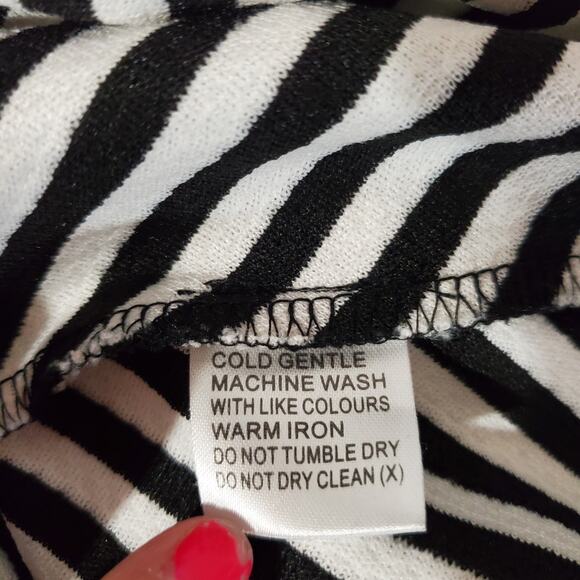 ModCloth Sunny Girl Womens Striped Long Sleeve Sheath Dress Size S Black White - Picture 9 of 11